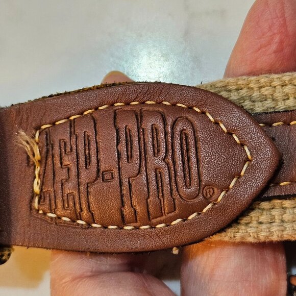 Zep-Pro Mens Belt Brass Buckle Brown Leather Accents & Fish Design 44 Inch Made - Picture 3 of 11